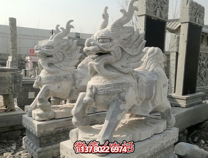 象征財富吉祥的大理石麒麟雕塑 象征財富吉祥的大理石麒麟雕塑