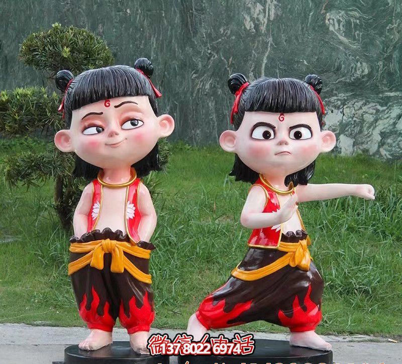 公園兒童游樂玻璃鋼玻璃卡通哪吒人物雕塑 公園兒童游樂玻璃鋼玻璃卡通哪吒人物雕塑