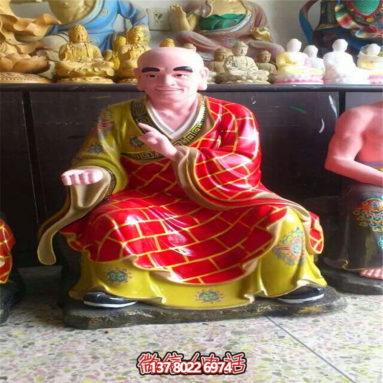 玻璃鋼彩繪穿著袈裟的寺廟供奉佛像十八羅漢雕塑 玻璃鋼彩繪穿著袈裟的寺廟供奉佛像十八羅漢雕塑