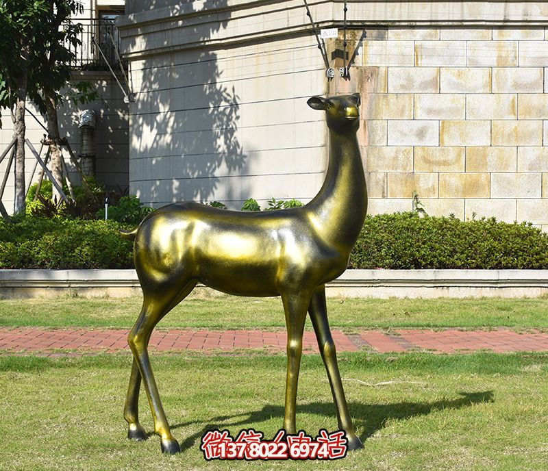 公園別墅不銹鋼仿銅鹿雕塑 公園別墅不銹鋼仿銅鹿雕塑