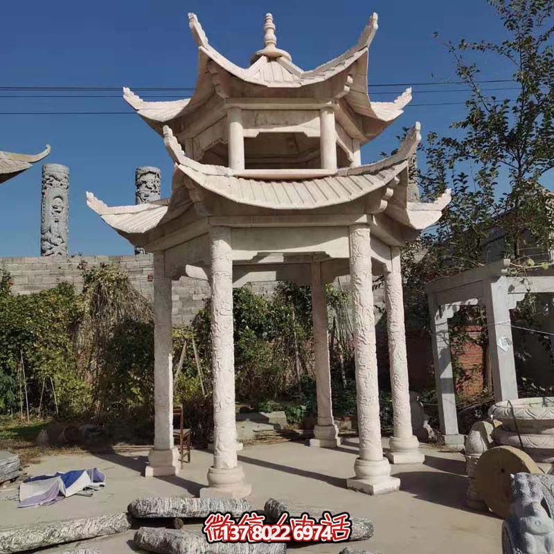 酒店園林景觀戶外擺放大理石休閑涼亭 酒店園林景觀戶外擺放大理石休閑涼亭