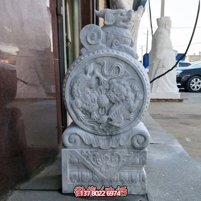 公園景區擺放漢白玉門墩仿古雕刻 公園景區擺放漢白玉門墩仿古雕刻