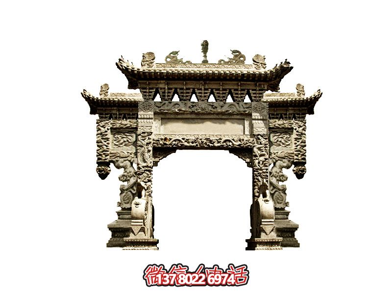 寺院?jiǎn)伍T三樓雕龍石牌坊 寺院?jiǎn)伍T三樓雕龍石牌坊