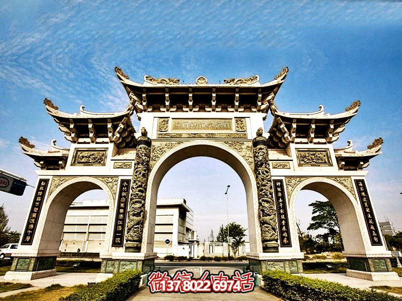 媽祖景點(diǎn)三門五樓古建青石雕牌坊 媽祖景點(diǎn)三門五樓古建青石雕牌坊