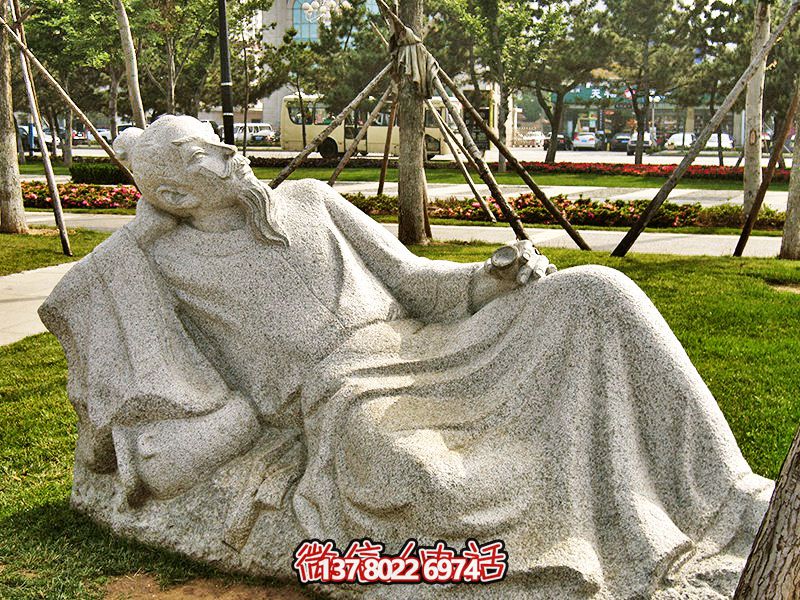 園林別墅景觀唐朝浪漫詩人李白砂巖雕塑 園林別墅景觀唐朝浪漫詩人李白砂巖雕塑