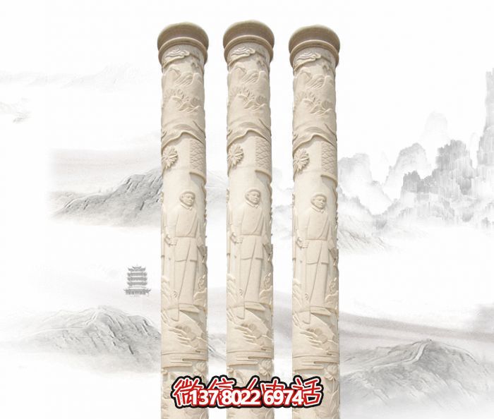 廣場人物景觀漢白玉石柱雕塑 廣場人物景觀漢白玉石柱雕塑