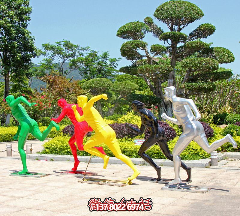 廣場(chǎng)戶外抽象跑步運(yùn)動(dòng)人物玻璃鋼雕塑