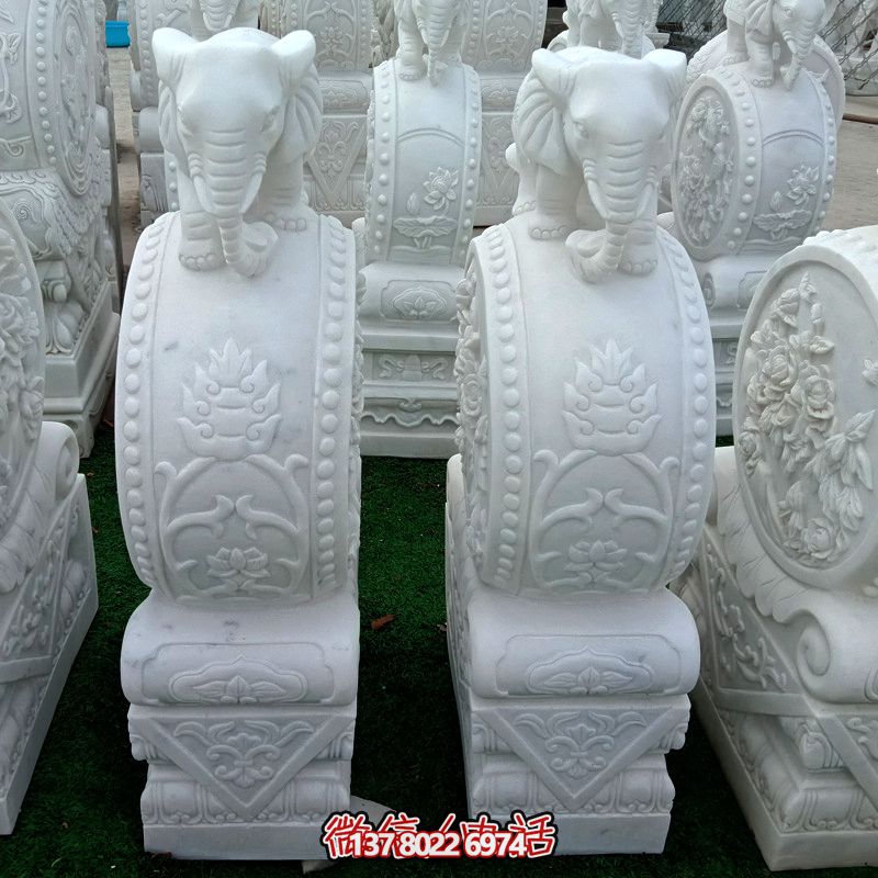 漢白玉吉祥小象別墅門口擺放抱鼓石仿古雕刻 漢白玉吉祥小象別墅門口擺放抱鼓石仿古雕刻