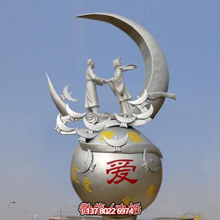 廣場(chǎng)園林?jǐn)[放不銹鋼愛情主題人物雕像