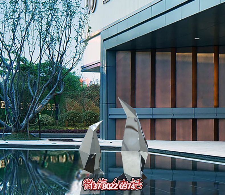 別墅抽象創意不銹鋼企鵝雕塑 別墅抽象創意不銹鋼企鵝雕塑