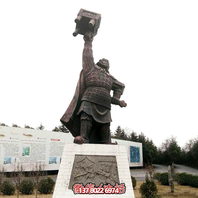 戶外景區創意銅雕戰士手拿鼎雕塑 戶外景區創意銅雕戰士手拿鼎雕塑