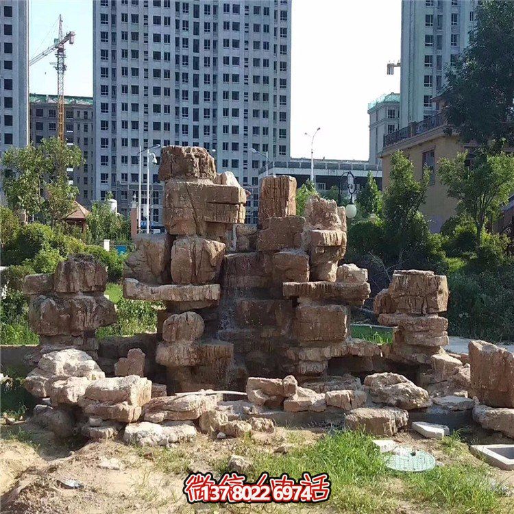 疊石假山，小區園林人造假山水景